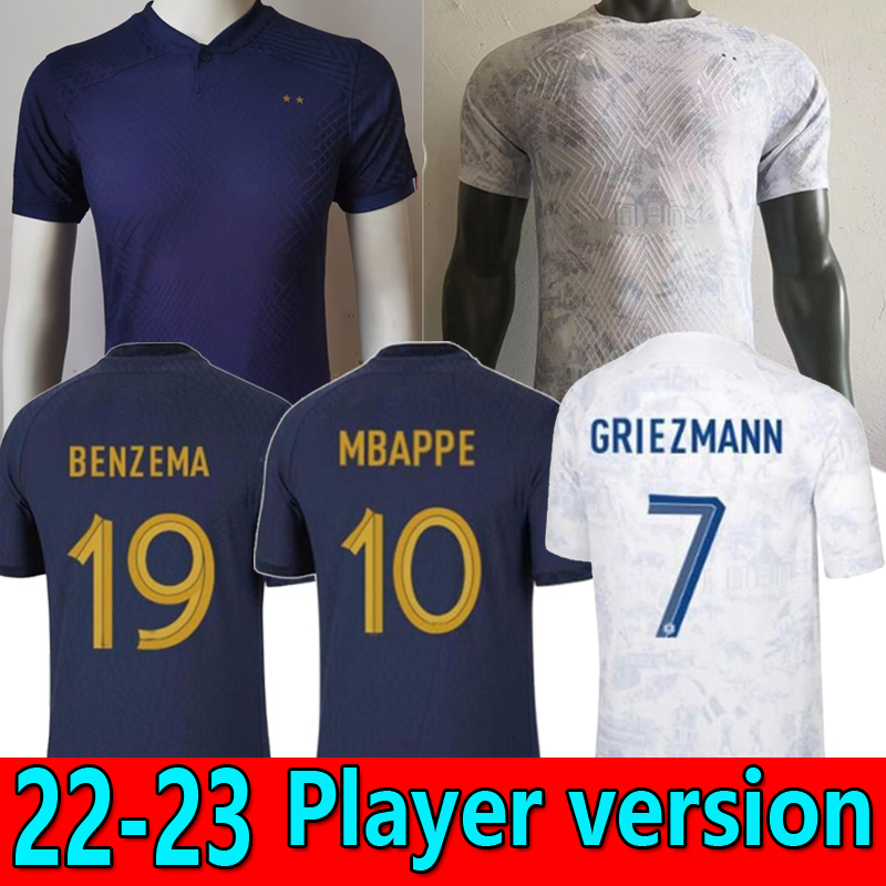Player version 22 23 BENZEMA MBAPPE soccer jersey French GRIEZMANN KANTE World POGBA cup ZIDANE GIROUD MATUIDI Kimpembe VARANE equipement Maillot de football shirt, 2022 away 1