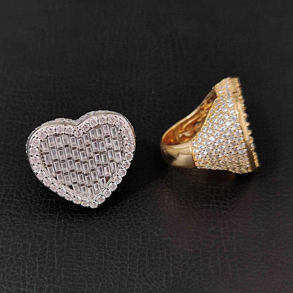 Hip Hop Casting Rings Lover Couple Heart Shape TopBling T Zricon Men Women Finger Ring