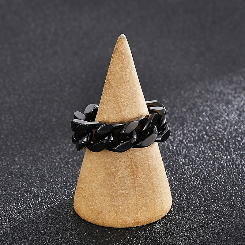 Hip Hop Stainless Steel Band Rings Cuban Link Chain Finger for Men TopBling Sports Jewelry