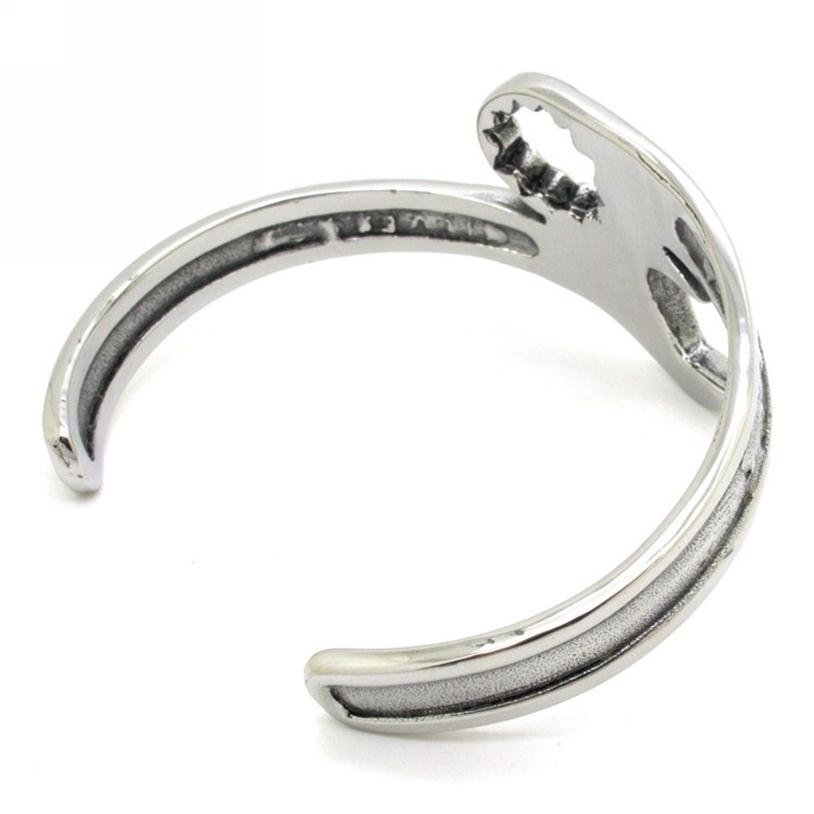 Fashion Silver Tone Metals Tools Wrench Bangle Stainless Steel Biker Bracelet Unique Designer Band Jewelry BB02209B