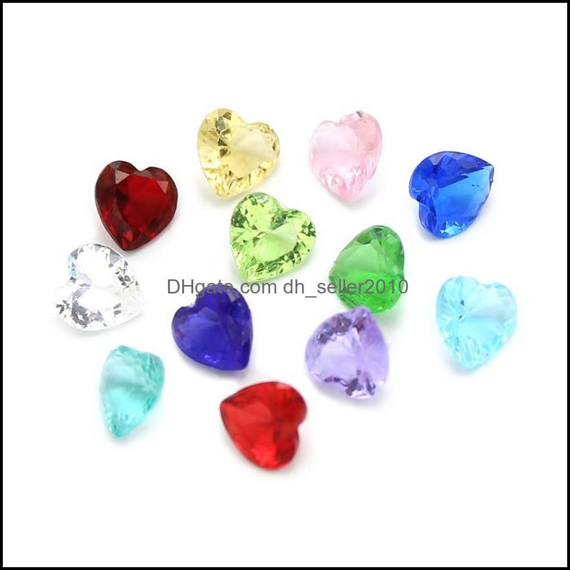 Charms 120Pcs/Lot Wholesale Romantic Heart Colorf Birthstone Floating Locket Charms Fit Glass Accept Customization Drop Delivery 2021 Dhdzg