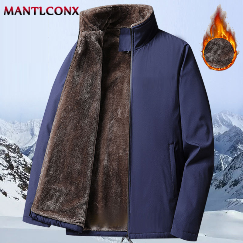 Men's Jackets MANTLCONX Men's Winter Jackets Thick Stand Collar Parka Men Coats Casual Warm Fleece Cotton Mens Jackets Male Clothing 4XL 5XL