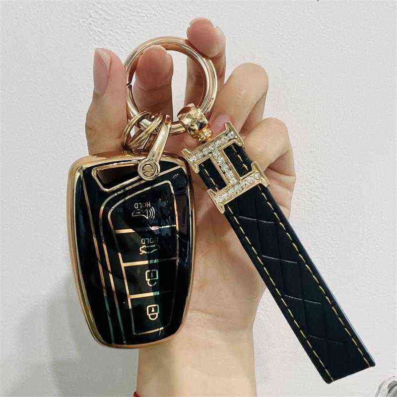 TPU Car Case Shell For Hyundai Santa Fe Sport Ix45 Equus Centennial Genesis G80 Grandeur Azera 2013-2016 Cover Fob Keychain 0919