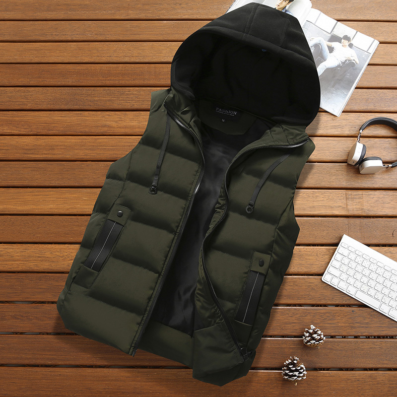 Men's Vests CHAIFENKO Men's Vest Jacket Winter Waterproof Warm Sleeveless Men Jacket Fashion Hooded Casual Vest Men Autumn Thicken Waistcoat