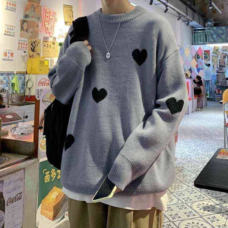 Men's Sweaters Readable Autumn Winter Sweaters Men Casual Loose Knitted Sweaters Male Heart Printed Sweater For Man J220915, Grey
Men's Sweaters Readable Autumn Winter Sweaters Men Casual Loose Knitted Sweaters Male Heart Printed Sweater For Man J220915, Grey