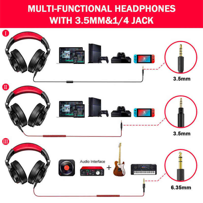 Headsets Oneodio A71 Wired Over Ear Headphone With Mic Studio DJ Headphones Professional Monitor Recording Mixing Headset For Gami