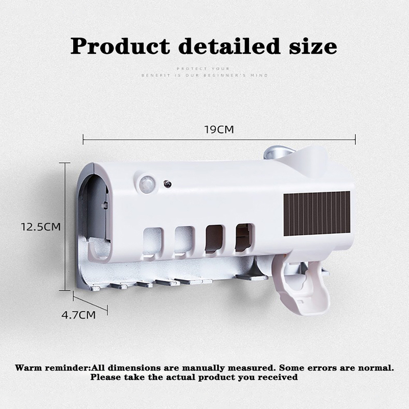 Toothbrush Holders Toothpaste Dispenser Solar Energy Bathroom Storage Box Multifunction USB Charge 220919