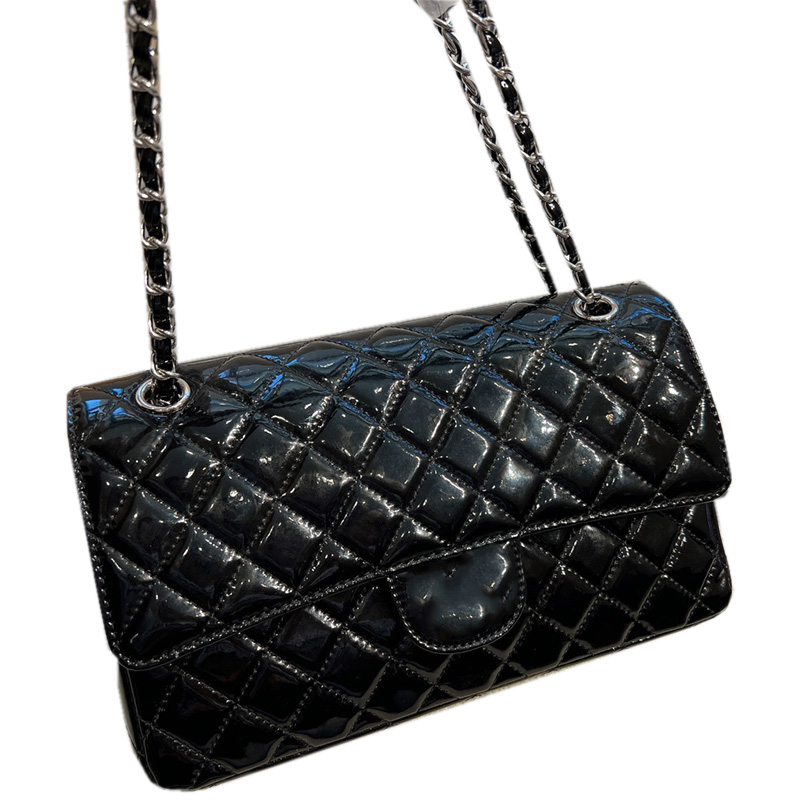 French Designer Top Patent Leather Double Flap Bag Classic Black Quilted Silver Hardware Turn Buckle Chain Shoulder Crossbody Sacoche Womens Handbags Purse 25CM, Box
French Designer Top Patent Leather Double Flap Bag Classic Black Quilted Silver Hardware Turn Buckle Chain Shoulder Crossbody Sacoche Womens Handbags Purse 25CM, Box