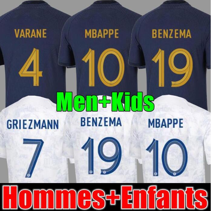 22 23 BENZEMA MBAPPE GRIEZMANN soccer jersey tee French KANTE POGBA ZIDANE GIROUD MATUIDI Kimpembe VARANE PAVARO equipement Maillot de football shirt Men kids kit, 2022 home aldult
22 23 BENZEMA MBAPPE GRIEZMANN soccer jersey tee French KANTE POGBA ZIDANE GIROUD MATUIDI Kimpembe VARANE PAVARO equipement Maillot de football shirt Men kids kit, 2022 home aldult