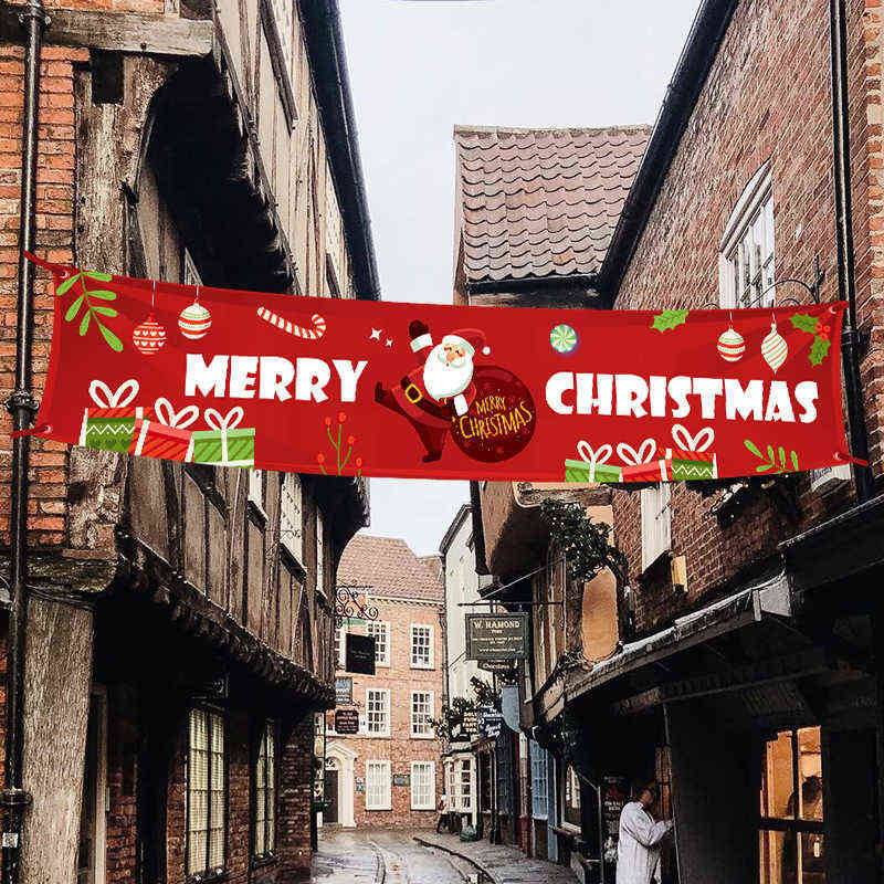 Christmas Decorations 300x50cm Oxford Cloth Banner Bunting Merry Christmas Decor Festive Party Home Outdoor Scene Layout Xmas Navi3524536
