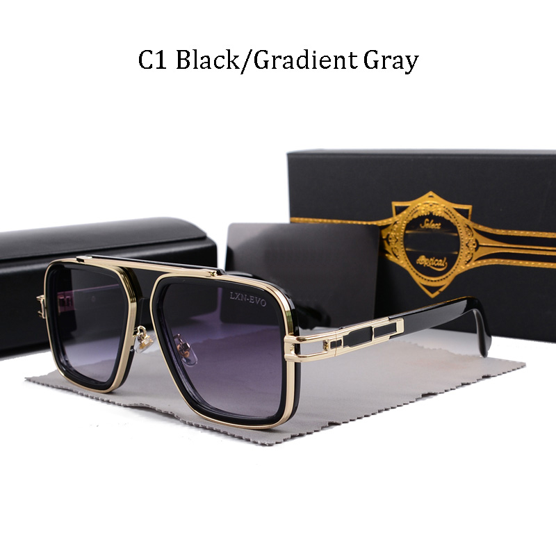 2022 Men Vintage Pilot Square Womens Sun Glasses Fashion Designer Shades Golden Frame Sunglasses UV400 Gradient LXN-EVO DITA