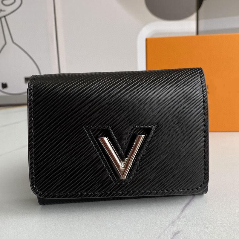 coin purse Twist short Wallet clutch bag fashion Silver metal swivel lock water ripple hasp Credit card package genuine leather fashion bags