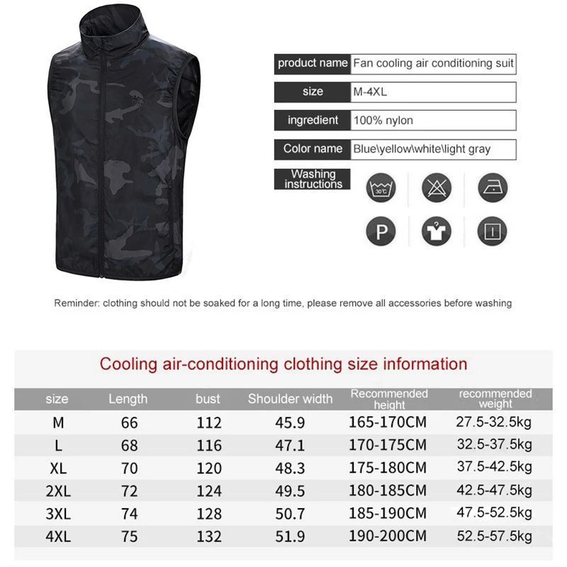 Men's Vests Men Summer Camouflage Air Conditioning Clothing Fan Cooling Vest USB Charging Cooling sport man vest Outdoor Cooling 220919