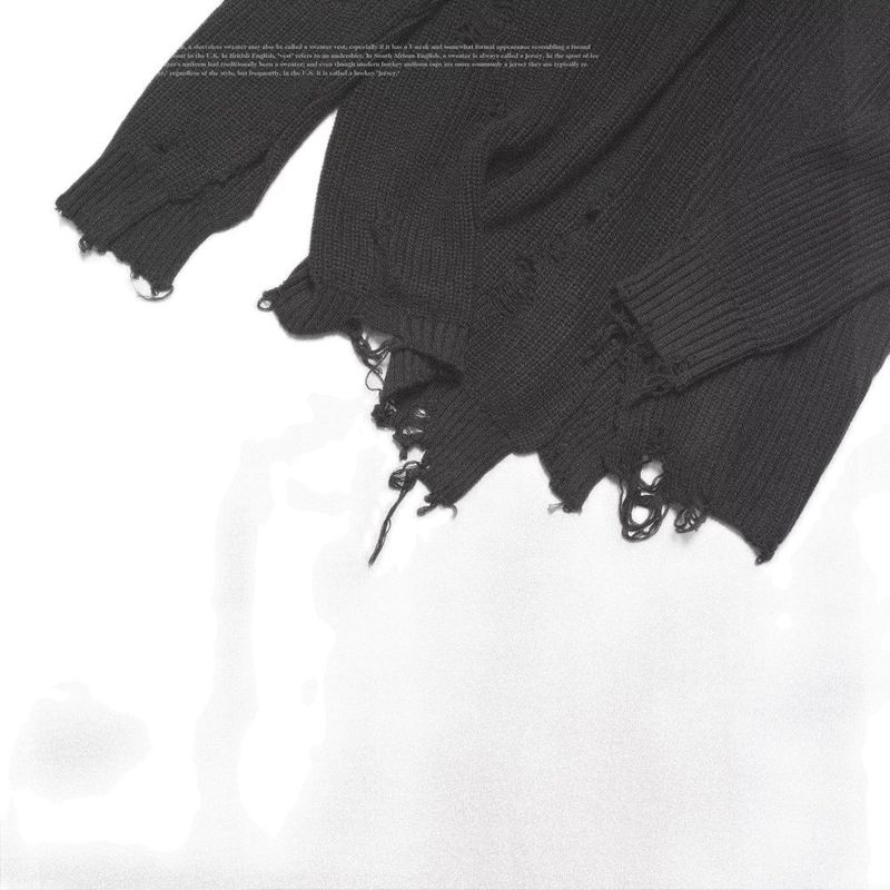 Men's Sweaters Autumn winter men ripped hole patchwork oversized knitted sweater irregular hip hop punk knitwear women vintage pullover 220919