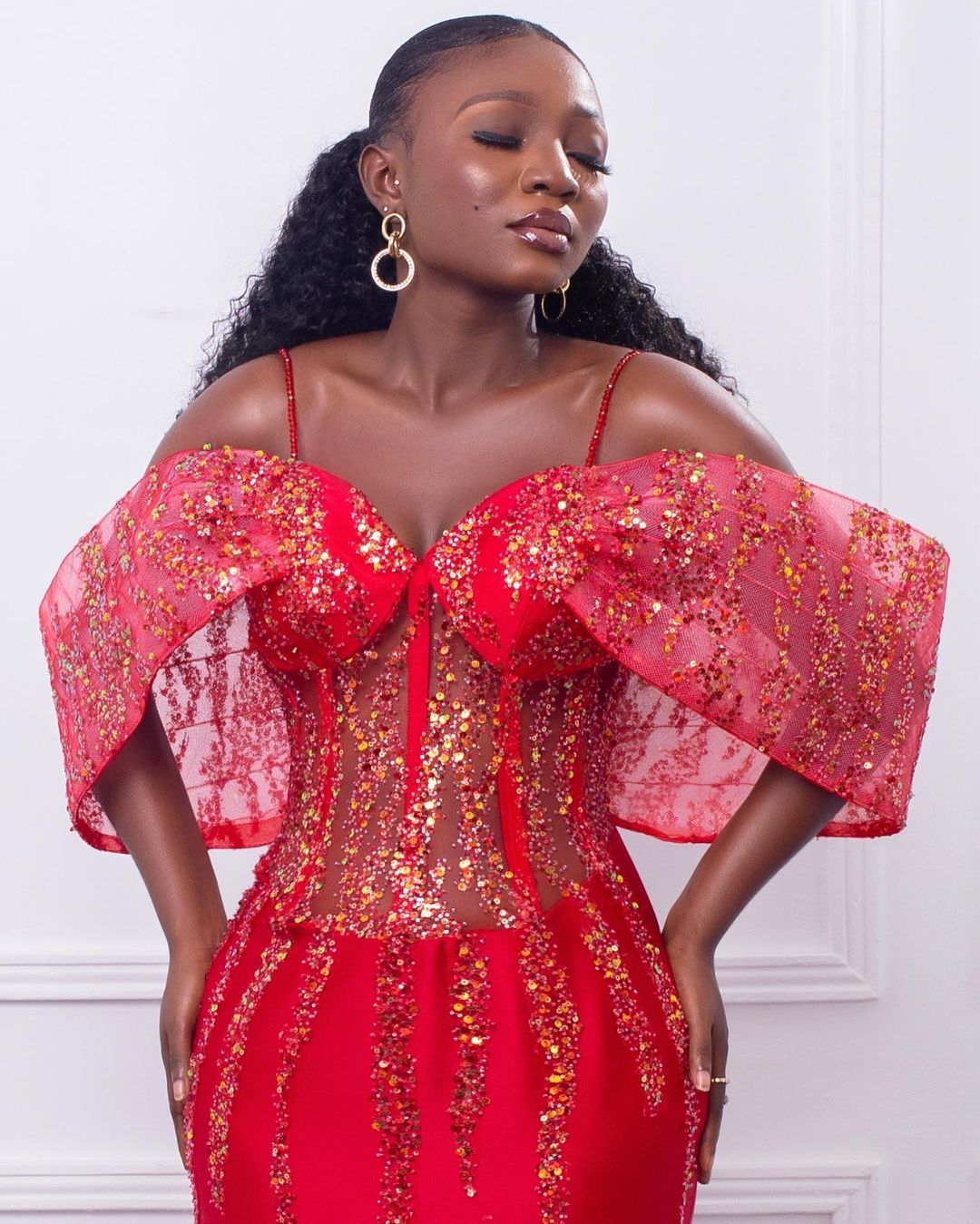 arabic aso ebi red mermaid prom dresses sequined beaded evening formal party second reception birthday engagement bridesmaid gowns dress zj111