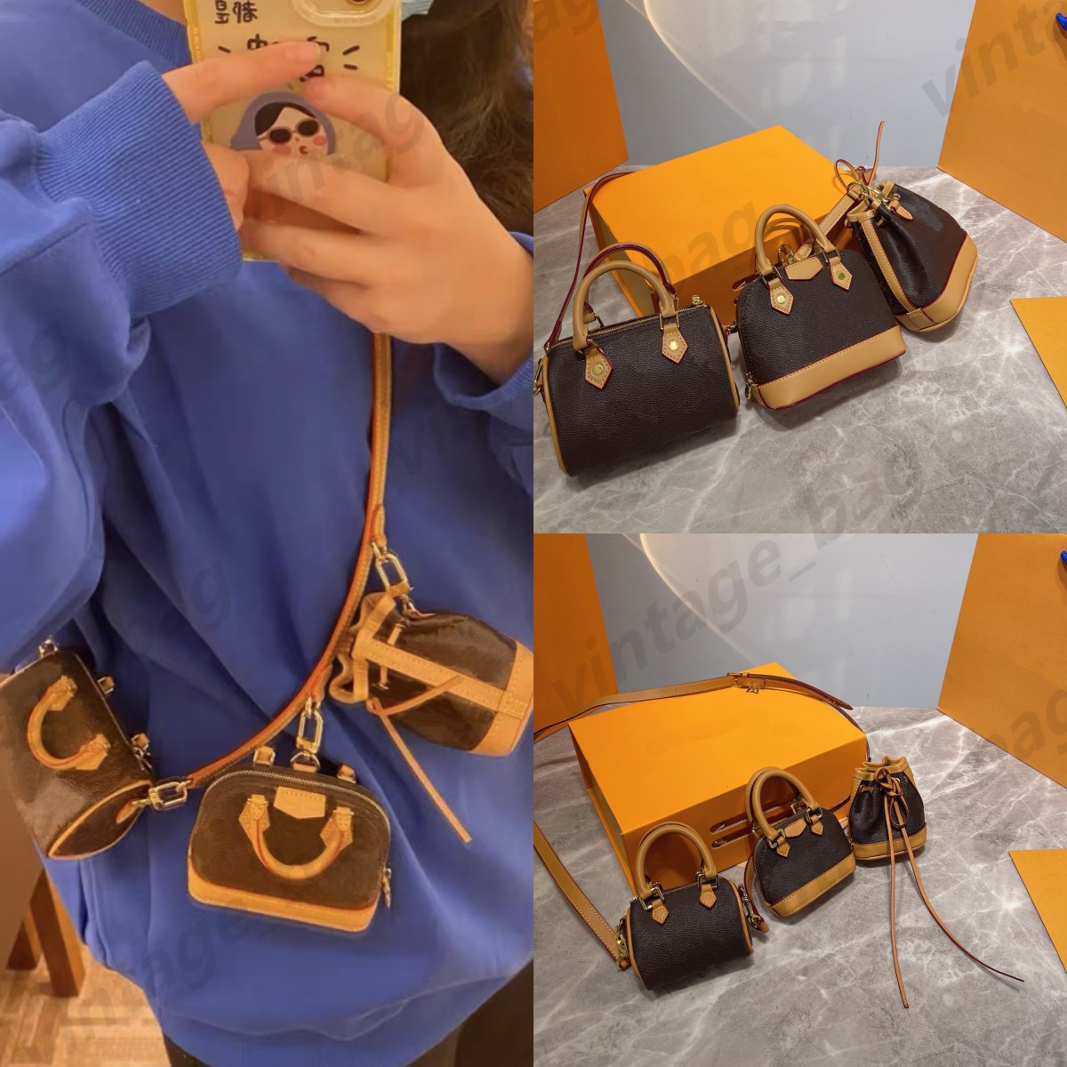 Nano Speedy Alma NOE Bag 3 Sets in 1 Trio Mini Icones Crossbody Luxury Shoulder Purses Leather strap Monograms 3 Wallets Lady Crafted Gift Totes Handbag M81081
Nano Speedy Alma NOE Bag 3 Sets in 1 Trio Mini Icones Crossbody Luxury Shoulder Purses Leather strap Monograms 3 Wallets Lady Crafted Gift Totes Handbag M81081