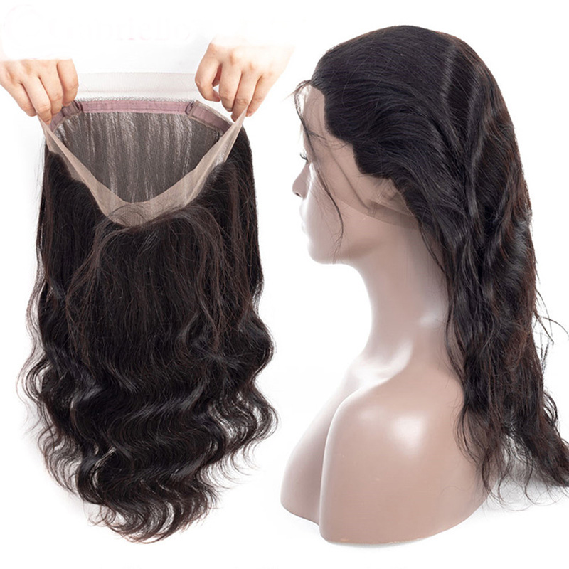 Yirubeauty 360 Lace Frontal With Baby Hair Body Wave Brazilian Malaysian 100% Human Hair Pre Plucked Natural Color Black