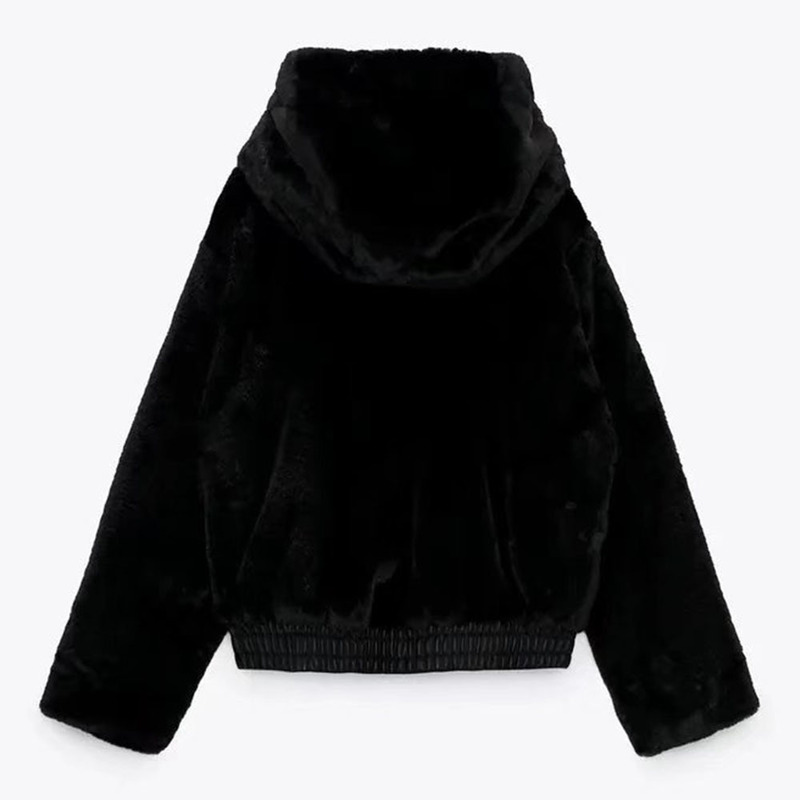 Women's Fur Faux Fur DiYiG WOMAN autumn and winter women's sweet faux fur effect plush yang gao mao hooded jacket 220919