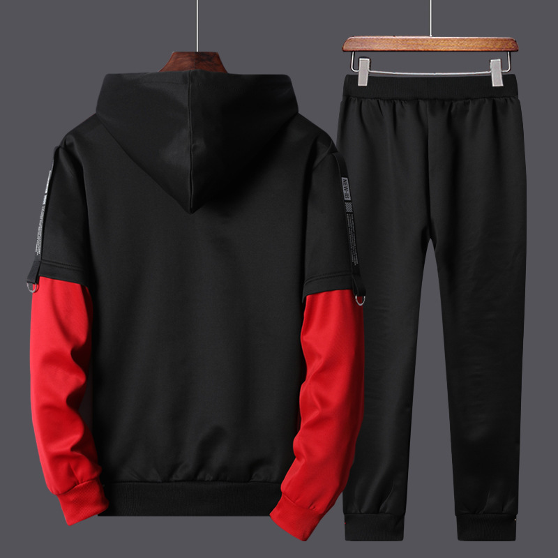 Men's Tracksuits Men 2 Piecs Sweat Suits Mens Patchwork Printing Sweatshirts Sweatpants Sets Student Husband Sports Clothing 220919