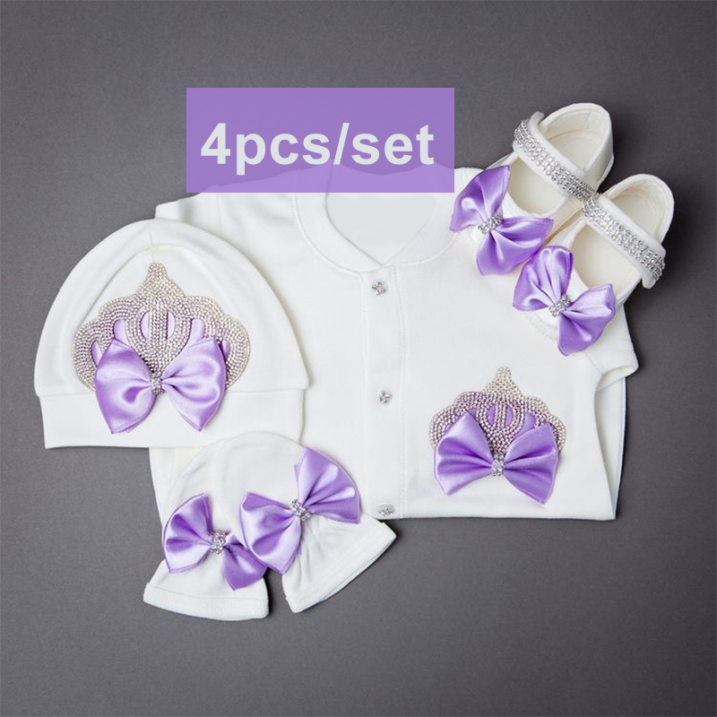 Rompers 4pcs Crown Jewelry Welcome Home Romper Baby Clothing Name Personalized Girl Boy Toddler's Cotton Outfits born Gift 220919