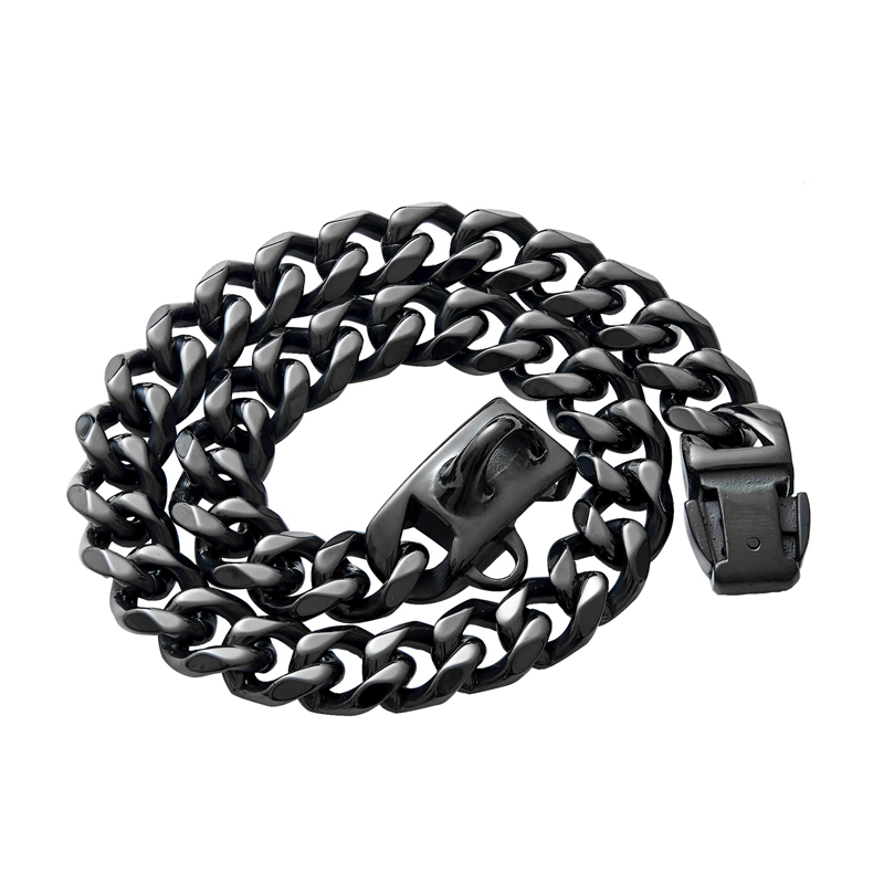 Rose Gold Chain Collars Dog Cuban Link Chains Collar 13MM Strong Stainless Steel Links Pet Necklace Metal Walking Necklet for Small Medium Large Dogs 