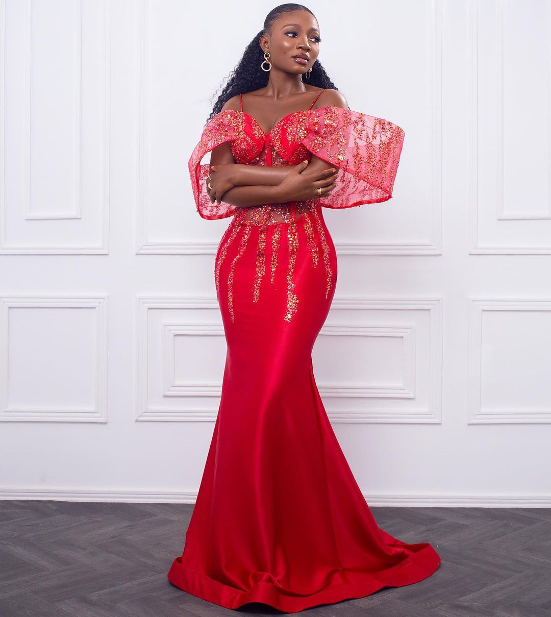 arabic aso ebi red mermaid prom dresses sequined beaded evening formal party second reception birthday engagement bridesmaid gowns dress zj111