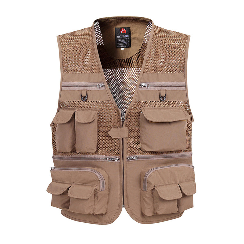 Men's Vests Summer Mesh Vest For Men Spring Autumn Male Casual Thin Breathable Multi Pocket Waistcoat Mens Baggy 5XL Vest With Many Pockets 22091