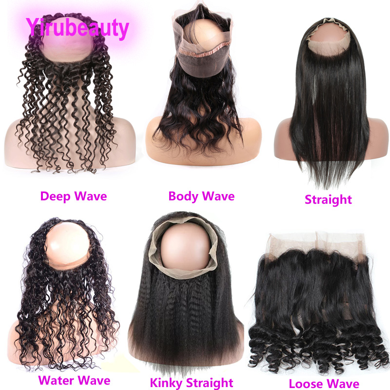 Brazilian Human Hair 360 Lace Frontal With Baby Hair Straight Free Part Natural Color Black Pre Plucked 12-24inch