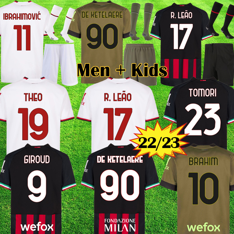 22 23 DE KETELAERE soccer jerseys R LEAO AC MILANS IBRAHIMOVIC football shirt TOMORI DIAZ GIROUD REBIC men kit kids equipment tops 999789, Third
22 23 DE KETELAERE soccer jerseys R LEAO AC MILANS IBRAHIMOVIC football shirt TOMORI DIAZ GIROUD REBIC men kit kids equipment tops 999789, Third