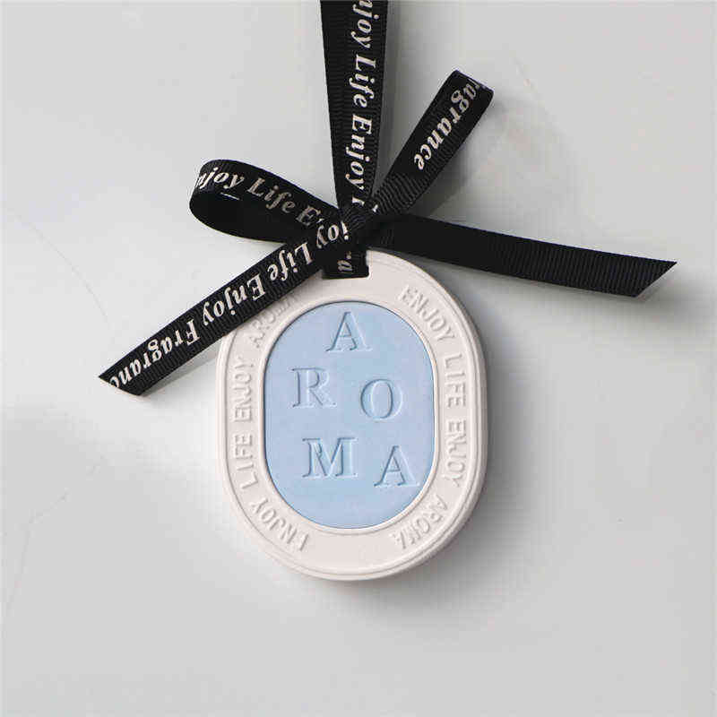 Decorations Interior Decoration Bicolor Ceramic Pendant Perfume Diffuser Car Hanging Ornament Essential Oil Aroma Stone Air Freshener 0919
