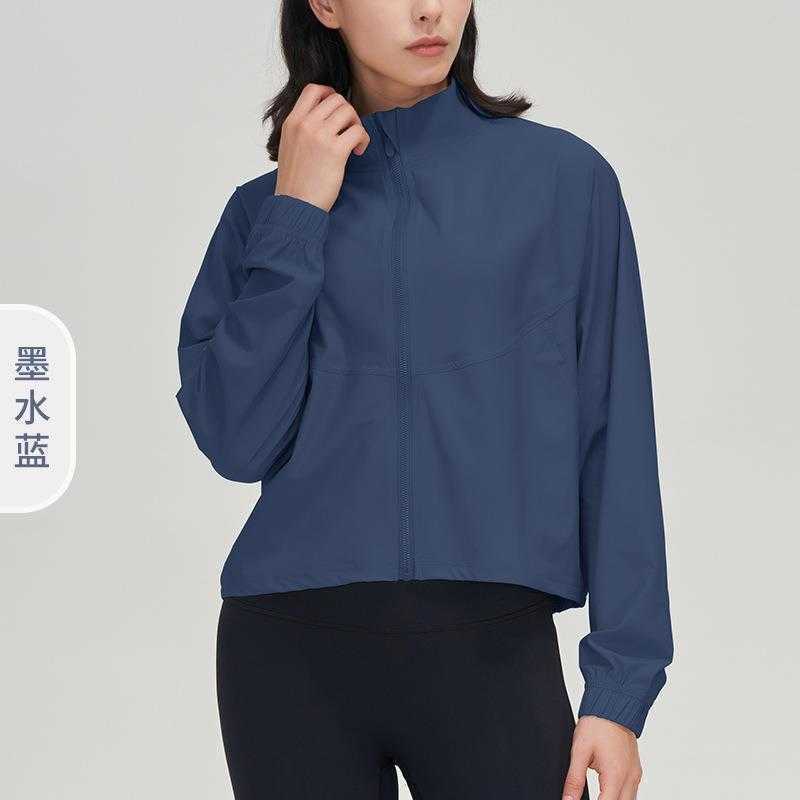 Zipper Casual Fitness Jacket Loose Running Yoga Coat Women's Top Sun Protection Sports Gym Shirt
