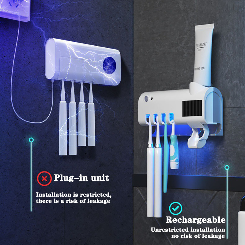 Toothbrush Holders Toothpaste Dispenser Solar Energy Bathroom Storage Box Multifunction USB Charge 220919