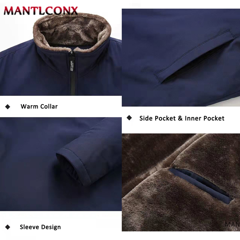 Men's Jackets MANTLCONX Men's Winter Jackets Thick Stand Collar Parka Men Coats Casual Warm Fleece Cotton Mens Jackets Male Clothing 4XL 5XL