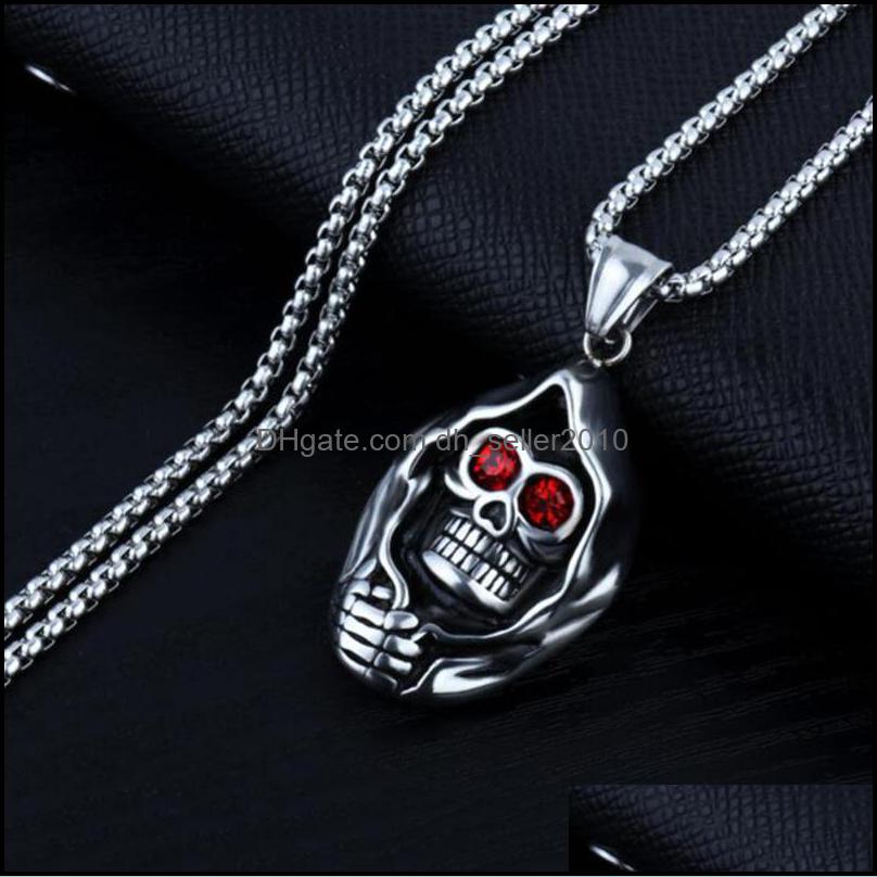 Pendant Necklaces Gothic Red Eye Skl Pendant Necklace For Men Drop Delivery 2021 Jewelry Necklaces Pendants Dhseller2010 Dhphs