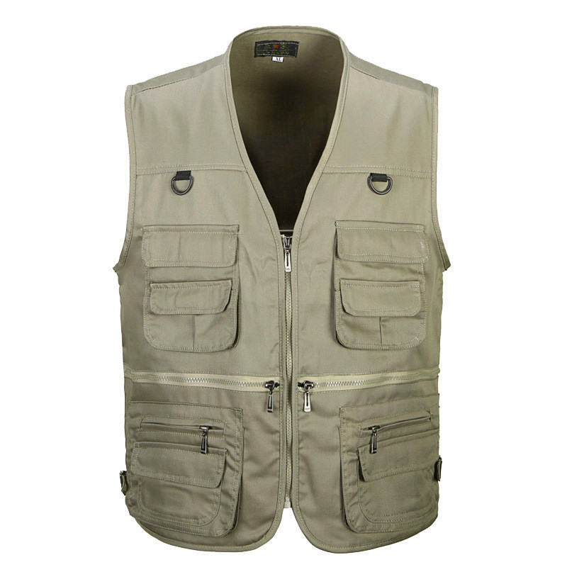 Men's Vests Male Vest Men Fashion Cotton Sleeveless Jackets Black Casual Fishing Vests with Many Pockets Unloading Waistcoat 220919