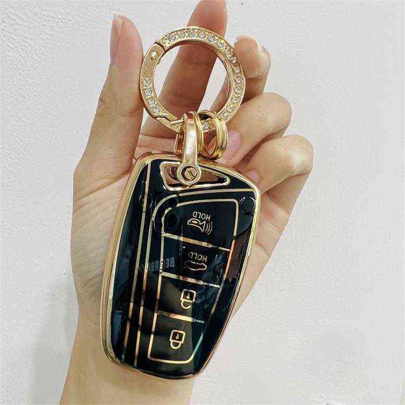 TPU Car Case Shell For Hyundai Santa Fe Sport Ix45 Equus Centennial Genesis G80 Grandeur Azera 2013-2016 Cover Fob Keychain 0919