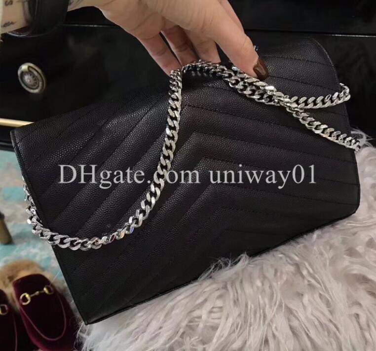 Genuine Leather Handbag Bag Original box Purse women shoulder bags cross body messenger caviar lambskin Chain, Red-gold;caviar