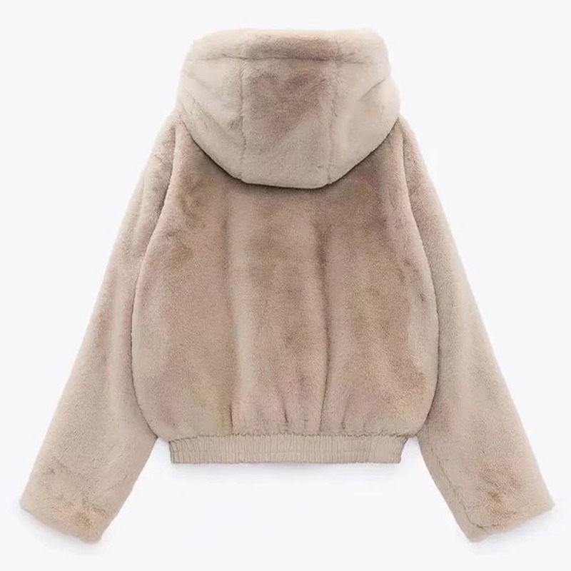 Women's Fur Faux Fur DiYiG WOMAN autumn and winter women's sweet faux fur effect plush yang gao mao hooded jacket 220919