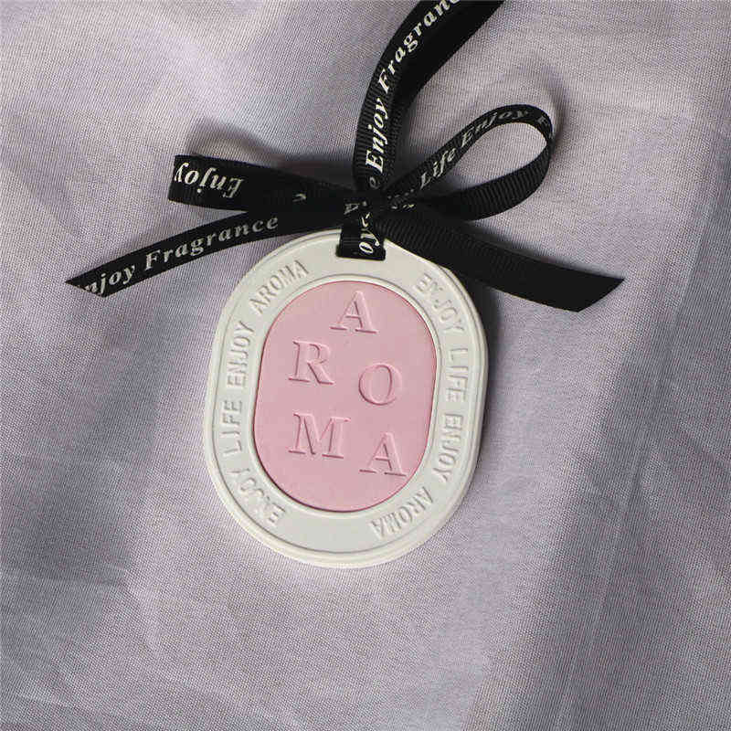 Decorations Interior Decoration Bicolor Ceramic Pendant Perfume Diffuser Car Hanging Ornament Essential Oil Aroma Stone Air Freshener 0919