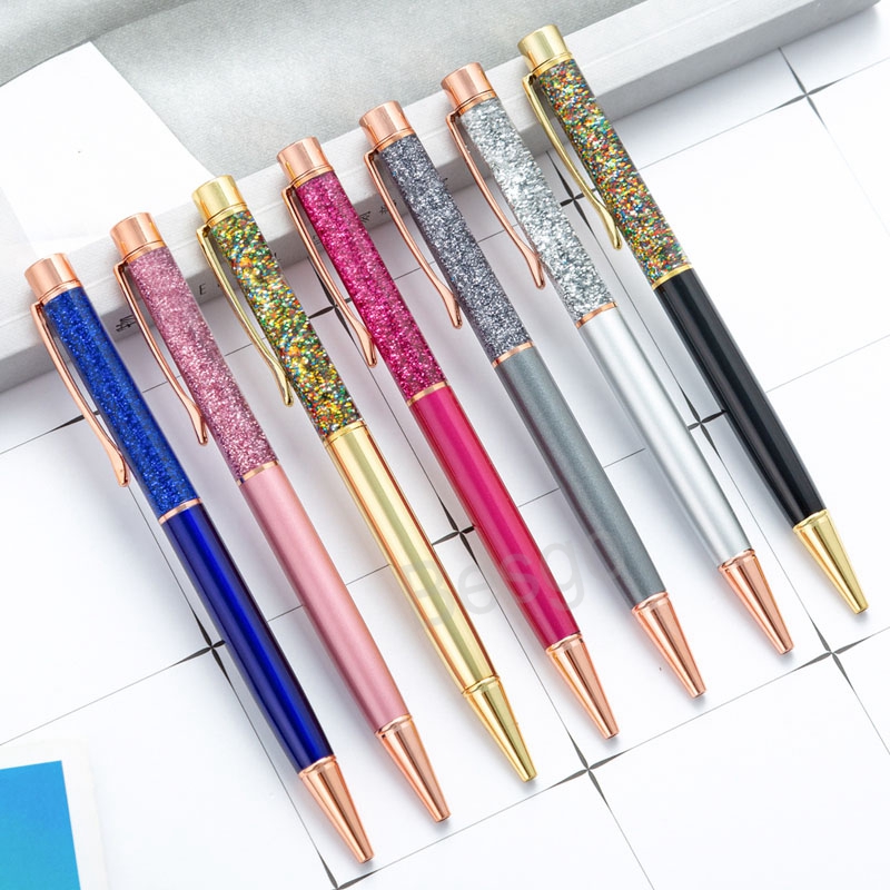 

Quicksand Ballpoint Pen Gold Powder Ballpoints Dazzling Colorful Metal Pen Student Writing Office Signature Pens Festival Gift BH7600 TYJ, As picture show