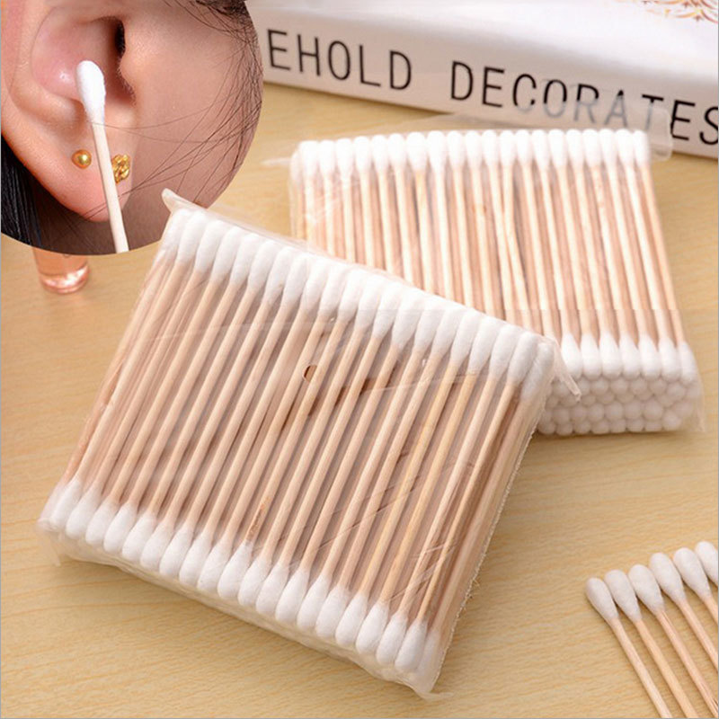 Cotton Swabs 5 Packs Women Beauty Makeup 100 Swab Buds Make Up Double head Wood Sticks Ears Cleaning Cosmetics Health Care 220919