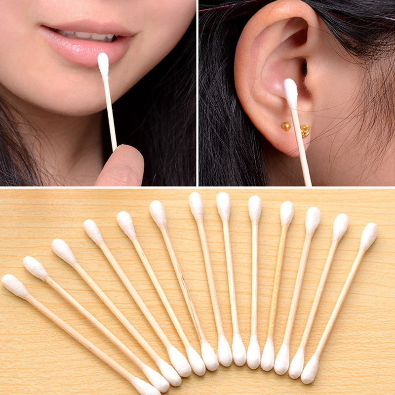 Cotton Swabs 5 Packs Women Beauty Makeup 100 Swab Buds Make Up Double head Wood Sticks Ears Cleaning Cosmetics Health Care 220919