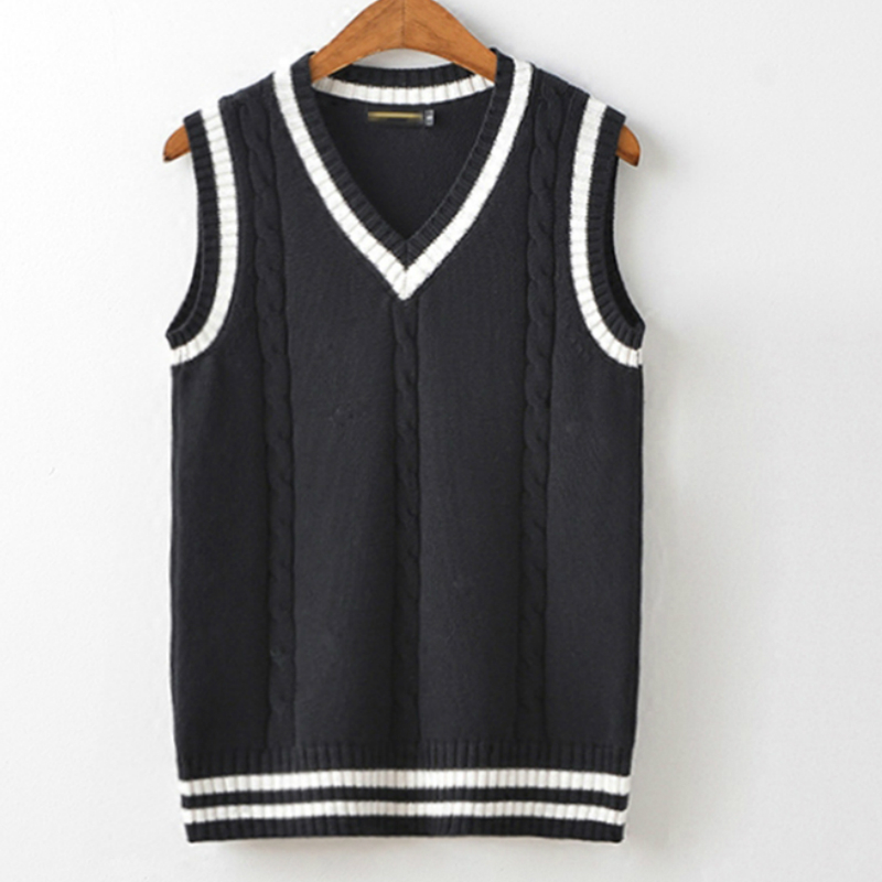 Men's Vests Sweater Vest Men Autumn Winter Plus Velvet V-neck Striped Big Size 5XL Oversize Mens Couples Preppy Style Students Vests Ulzzang 2209