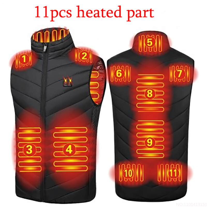 Men's Vests 17PCS Heated Jacket Fashion Men Women Coat Intelligent USB Electric Heating Thermal Warm Clothes Winter Heated Vest Plussize 220919
