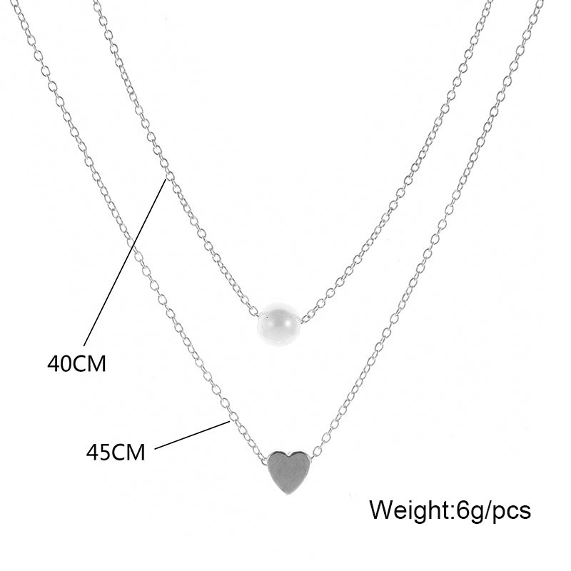 Simple Fashion Love Heart Pearl Necklace Multi Layer Gold Silver Women'S Chokers Chain Lady Wedding Jewelry Wholesale Price