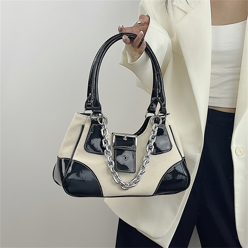 Evening Bags Vintage Sweet Cool Girls Canvas Underarm Bag Patent Leather Womens Metal Chain Shoulder Crossbody Bags Y2k Tote Purse Handbags, Beige
Evening Bags Vintage Sweet Cool Girls Canvas Underarm Bag Patent Leather Womens Metal Chain Shoulder Crossbody Bags Y2k Tote Purse Handbags, Beige