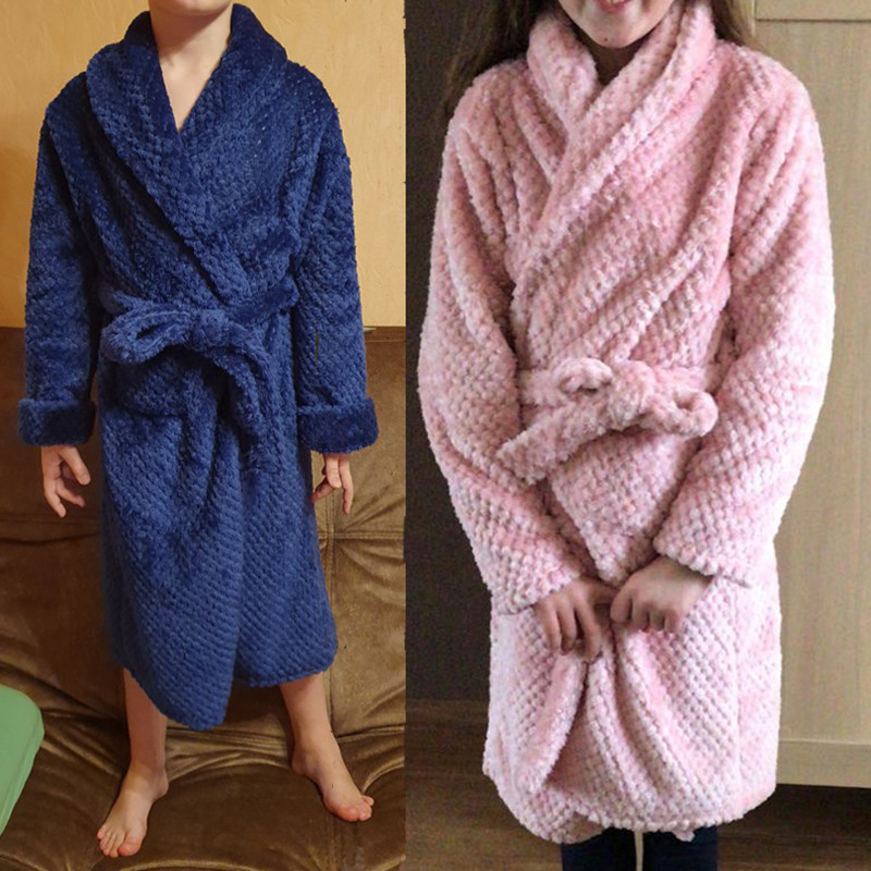 Towels Robes Autumn Winter Kids Sleepwear Robe Flannel Warm Bathrobe For Girls 4-18 Years Teenagers Children Pajamas Boys 220919