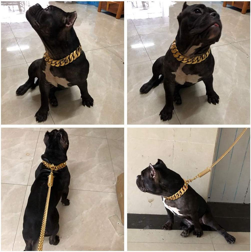 Big Chains Collars Heavy Duty Cuban Dog Chain with Safety Lock 32MM Width Strong Heaveys Dutys Chew Proof for Medium Large Dogs American Pitbull Germa