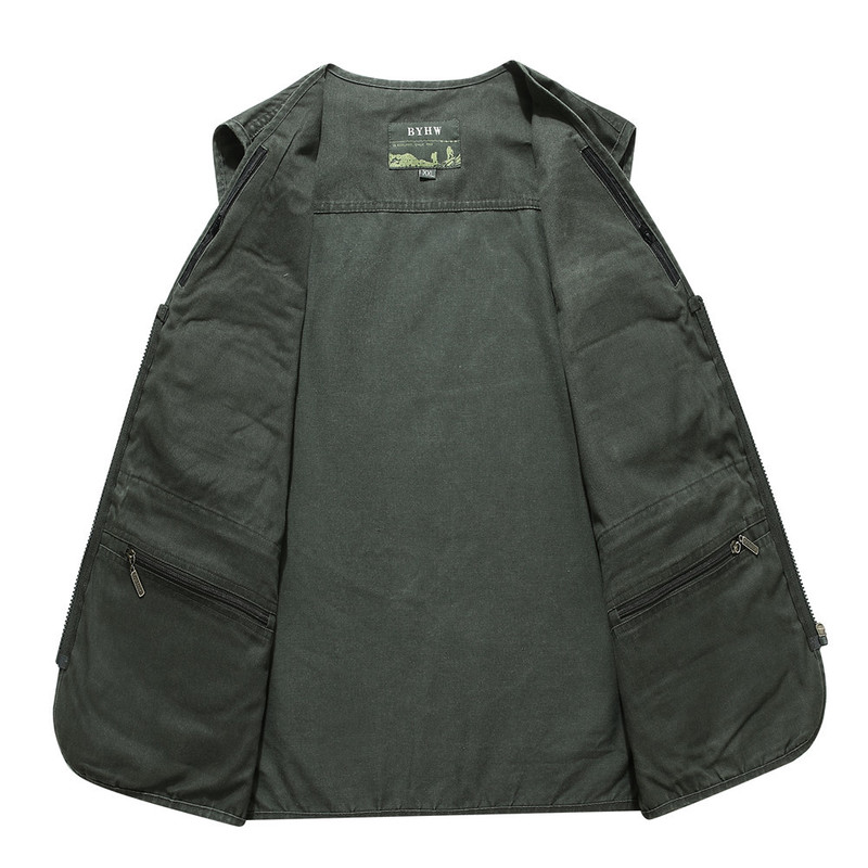 Men's Vests L-6XL Big Size Men Multi Pocket Cotton Vest Casual with Many 14 Pockets Sleeveless Jackets Male Outdoor Pograph Waistcoat 220919