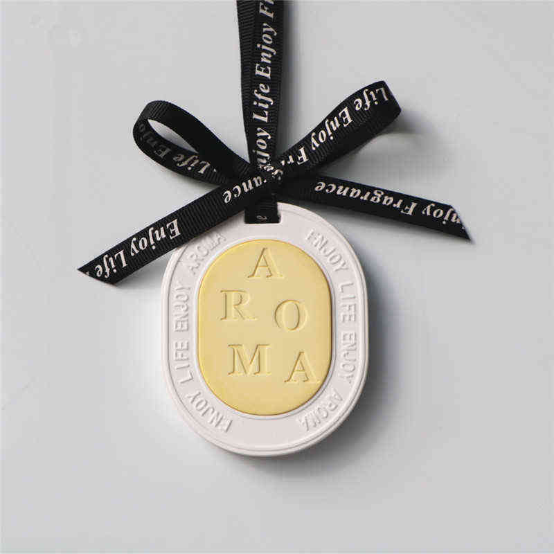 Decorations Interior Decoration Bicolor Ceramic Pendant Perfume Diffuser Car Hanging Ornament Essential Oil Aroma Stone Air Freshener 0919